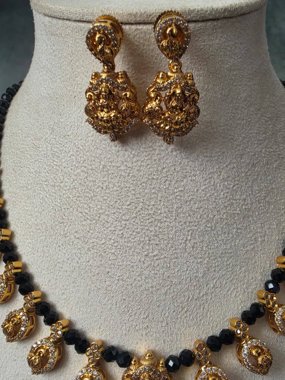 Lakshmi Black Bead Necklace